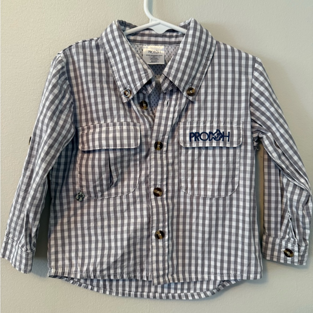 Prodoh Gray Checkered Long Sleeve Shirt